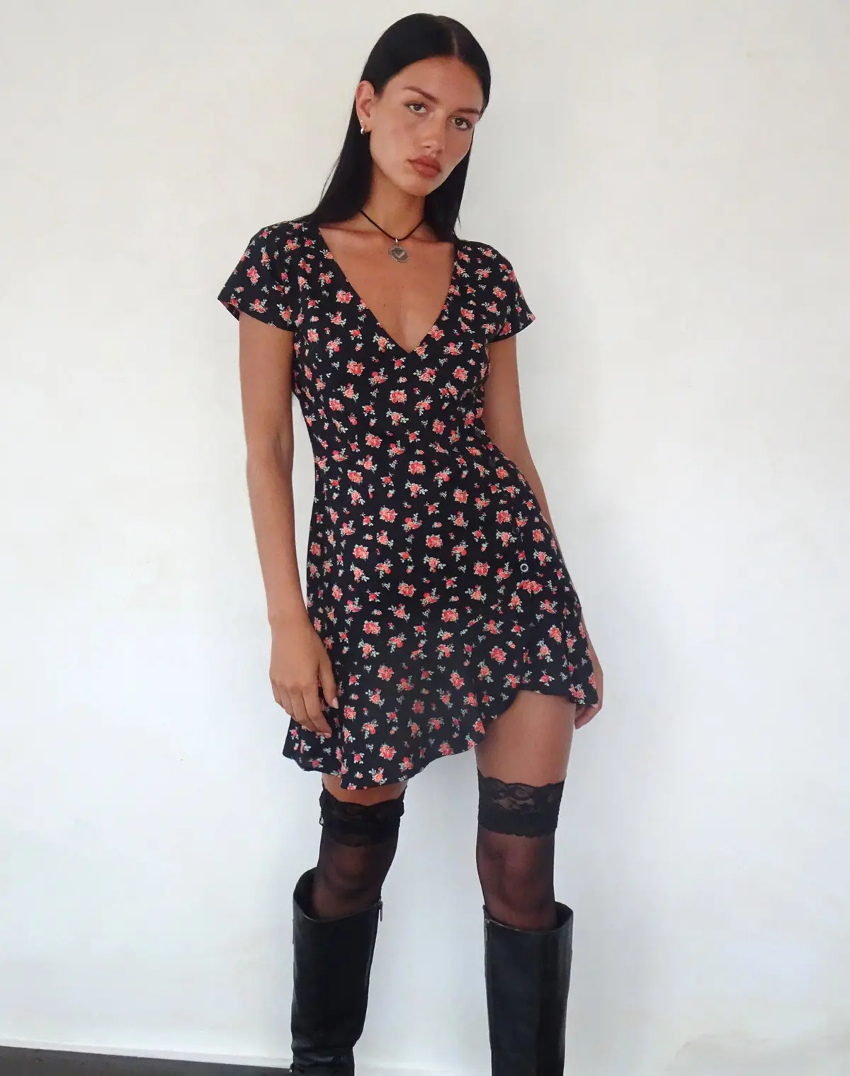 Seleg Mini Dress In Flowing Rose Black 1