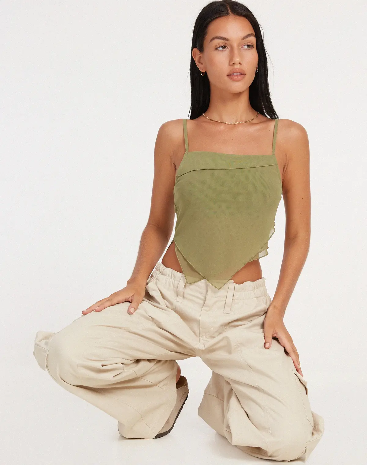 Shindu Top In Mesh Olive 1