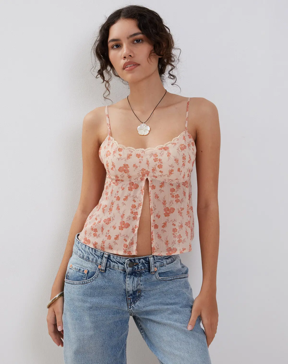 Slavina Cami Butterfly Top In Peach Cherry Blossom 1