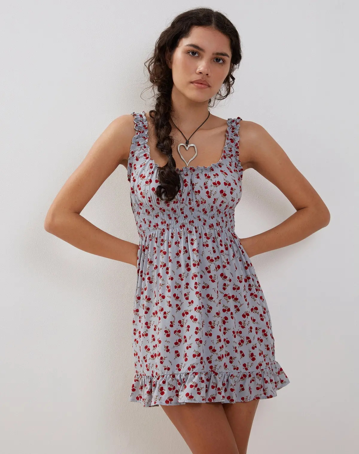 Soyata Mini Day Dress In Blue Floral Ditsy 1